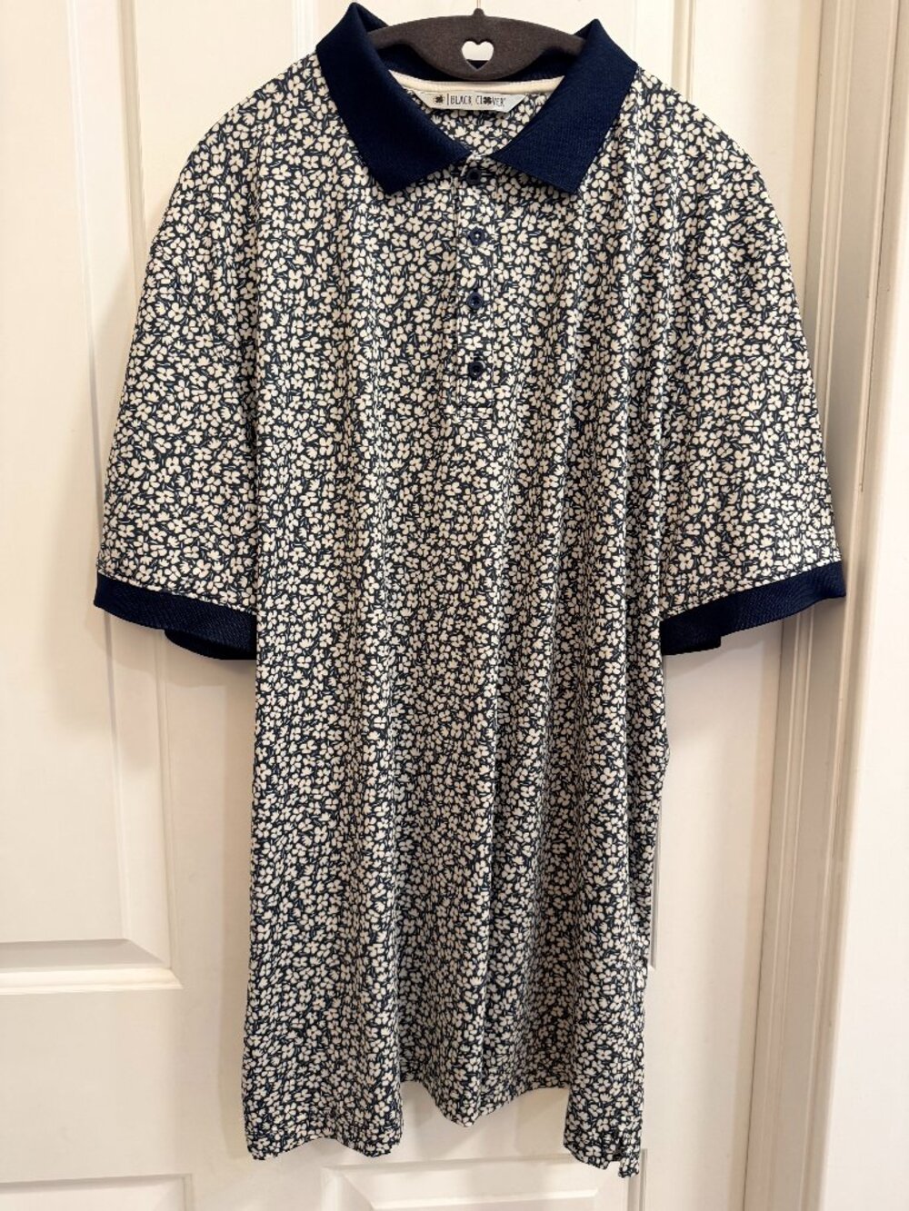 Black Clover Floral Golf Polo Shirt XL Stamped Spikes Golf Course
